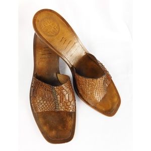 Panetulipani Brown Python Slide Heel Sandals